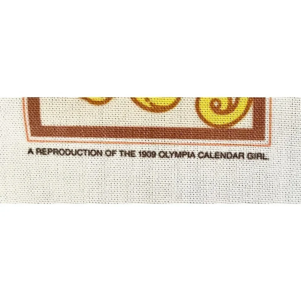 Vintage Olympia Beer Calendar 1980 Banner 1909 Olympia Calendar Girl 26.5x15.5”